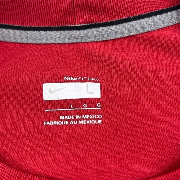 Nike Fit Dry Mens Large Red Athletic Shirt Performance Short Sleeve Training Top - Picture 3 of 10